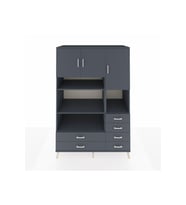 Kronos Dolap 9 Raflı 6 Çekmeceli 3 Kapaklı 132x59x195 Antrasit-Antrasit/Antrasit