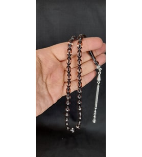 SÜRMELİ UÇAK CAMI TESBİH BORDO-ŞEFFAF RENKLİ BEYZİ KESİM T-340 (Çok Renkli)