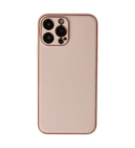 Apple İphone 13 Pro Kılıf Coco Deri Silikon Kapak - Pudra