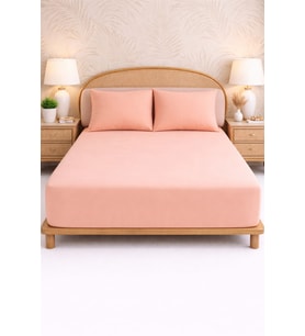 MORE  HOME Çift  Kişilik  Lastikli  Çarşaf  Seti + 2 Yastık  Kılıfı   Somon