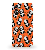 Samsung Galaxy M13 Uyumlu Lansman Kılıf Panda Tasarımlı İçi Kadife Kapak-Turuncu (Şeffaf)