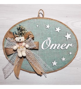 Lora Davet Erkek Bebek kapı süsü, Hastane kapı süsü, Duvar süsü (1 Adet) Mavi - 36208