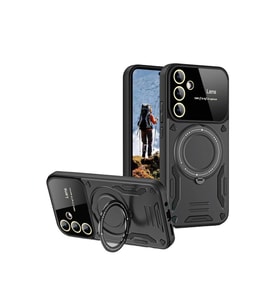 Samsung Galaxy S24 Fe Kılıf Joy Lens Standlı Kapak - Siyah