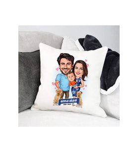 Karikatürlü Tek Çocuklu Şahane Aile Yastık