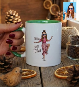 Kişiye Özel Karikatürlü Not Today Motivasyon Kupa Bardak Doğum Günü Hediyesi