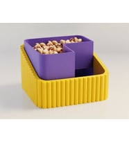 3D Baskı Fıstık Kasesi - Çift Hazneli Kabuk Ayırıcı Sunum Kasesi - Sarı Mor