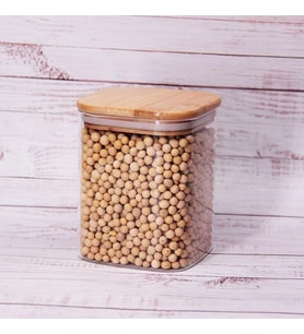 600ml Sızdırmaz Vakumlu Bambu Kapaklı Borosilikat Cam Kavanoz – Hava Geçirmez & Dayanıklı Gıda Saklama Kabı (10cm x 10cm)
