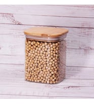 600ml Sızdırmaz Vakumlu Bambu Kapaklı Borosilikat Cam Kavanoz – Hava Geçirmez & Dayanıklı Gıda Saklama Kabı (10cm x 10cm)