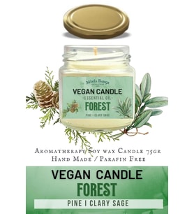 Aromaterapi Vegan Soyawax Mumu, Orman - Forest- Çam, Ada Çayı, 75gr