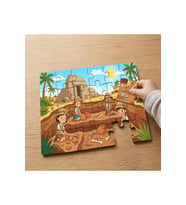 Arkeolog Çocuklar Tasarımlı 24 Parça Ahşap Çocuk Puzzle