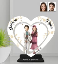Kişiye Özel Kalpli Çiftler Ahşap Biblo-7