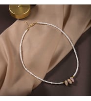 İnci-Pembe Opal Doğal Taş Gümüş Kolye