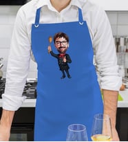 BK Gift Kişiye Özel Erkek Chef Karikatürlü Profesyonel Saks Mavi Mutfak Önlüğü, Aşçı Önlüğü, Şef Önlüğü, Arkadaşa Hediye-7