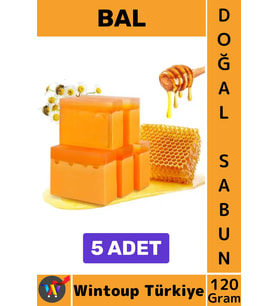 #KatıSabun %100 Doğal Bitkisel El Yüz Saç Vücut Cilt İçin Organik Bal Sabunu 120 Gram 5 Adet