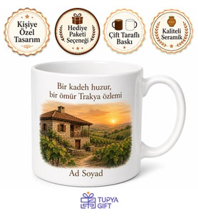 Trakya Bağ Evi Temalı Baskılı Kupa Bardak Özel Tasarım Hediye