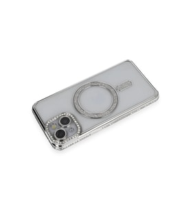ERTAN iPhone 13 Kılıf Joke Simli Magneticsafe Kılıf - Gümüş