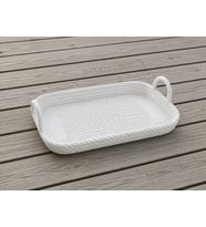 3D Baskı Çok Amaçlı Dekoratif Organizer Tepsisi - Masaüstü Düzenleyici, Banyo ve Mutfak Saklama Tepsisi-Beyaz