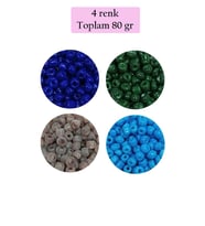 Dökme Cam Kum Boncuk Büyük Boy (6/0) 4 mm - 4 Renk - Toplam 80 Gram - BNC415
