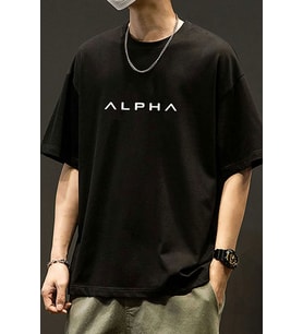 Unisex Alpha Baskılı T-shirt (Siyah)