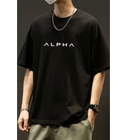 Unisex Alpha Baskılı T-shirt (Siyah)