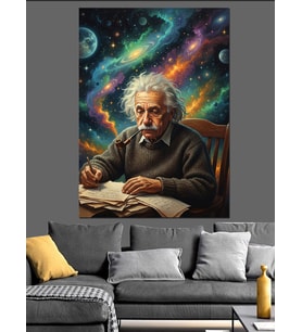 Yaşlı albert einstein Karanlık Portresi Dekoratif Kanvas - Mdf Ahşap Tablo