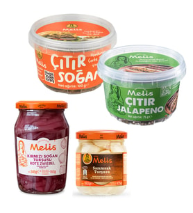 Melis Çıtır Soğan - Çıtır Jalepeno - Kırmızı Soğan ve Sarımsak Turşusu 4 lü Karma Paket