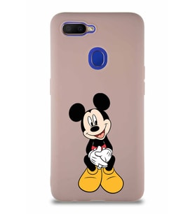 Oppo A5S Soft Premier Kapak Mickey Mouse-A Tasarımlı Silikon Kılıf - Pudra (Şeffaf)