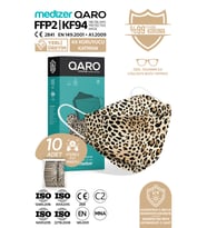 Medizer Qaro Leopar Desenli 4 Katlı Kore Tipi KF94 FFP2 Maske 10 Adet