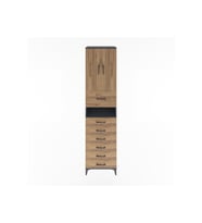 Hyperion Dolap 2 Raflı 7 Çekmeceli 2 Kapaklı 60x44x243 Antrasit-Çam