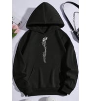 Unisex Oversize Butterfly Song Baskılı Sweatshirt (Siyah)