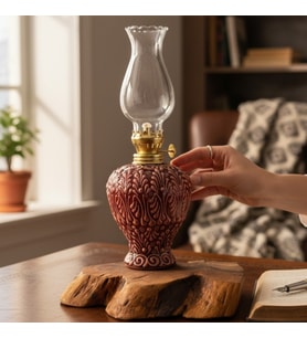 BORDO DEKORATİF ÇİNİ GAZ LAMBASI VE ÇİNİ NAR MUMLUK TAKIMI, İSTERSEN SET, İSTERSEN TEKLİ...