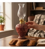 BORDO DEKORATİF ÇİNİ GAZ LAMBASI VE ÇİNİ NAR MUMLUK TAKIMI, İSTERSEN SET, İSTERSEN TEKLİ...