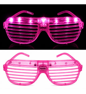 LED Işıklı Panjur Parti Gözlüğü Pembe Renk Shutter Gözlük (5365)
