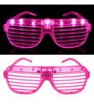 LED Işıklı Panjur Parti Gözlüğü Pembe Renk Shutter Gözlük (5365)