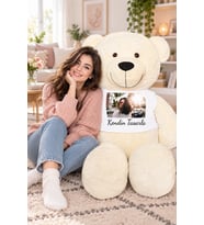 180 cm Kendin Tasarla Tişörtlü Tatlım Peluş Ayıcık (%100 Yerli) (Krem)