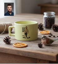 Kişiye Özel Karikatürlü Never Give Up Motivasyon Lüks Pastel Fincan Doğum Günü Hediyesi