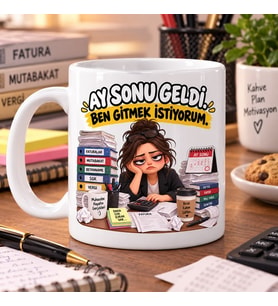 Ay Sonu Geldi Ben Gitmek İstiyorum Esprili Muhasebeci Baskılı Kupa