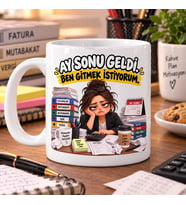 Ay Sonu Geldi Ben Gitmek İstiyorum Esprili Muhasebeci Baskılı Kupa