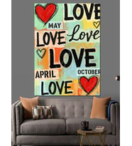 Renkli Love Yazılı Poster Dekoratif Kanvas - Mdf Ahşap Tablo