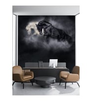 Dreamwall 3D Atlar Desenli Isı Ve Ses Yalıtımlı Sağlıklı Tekstil Duvar Kağıdı (Siyah & Beyaz)