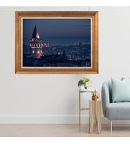 Çerçeveli Paspartulu Manzara Tablo dft55 (Gold)