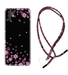 INFINIX Note 11 Pro Note 10 Hot 9 Play Kılıf Boyun Asklı Rasta Silikon Black flowers 1391