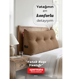 Yatak Başı Yastığı Sırt ve Bel Destek Yastığı 140 cm Yaslanma ve Dinlenme Yastığı (Kahverengi)