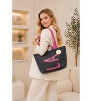 Faralya Life %70 Pamuk %30 Polyester 54*40-60cm Sap Uzunluğunda Çift Saplı Baskılı Plaj ve Omuz Çantası – Çok Amaçlı & Şık Tasarım "