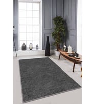 Füme Sade Desensiz Kaymaz Tabanlı Dekoratif Halı RV198 - 100 x 160 cm
