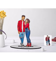 BK Gift Kişiye Özel Tam Boy Sevgililer Karikatürlü Ahşap Biblo Model-1 (Beyaz)