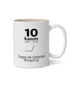 10 Kasım Mustafa Kemal Atatürk Tasarımlı Kupa Bardak Baskılı Kahve Kupa Bardak Model 6