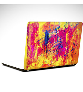 Pembe Sarı Mavi Soyut Laptop Sticker 17 inch (39X27CM)