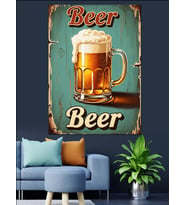 Retro Bira İlan Afişi Dekoratif Kanvas - Mdf Ahşap Tablo