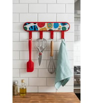 Metal 4 Kancalı Yapışkanlı Anahtarlık Banyo Mutfak Havlu Askısı Kırmızı
